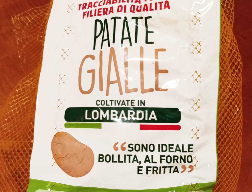 Etichetta Patate gialle prima persona