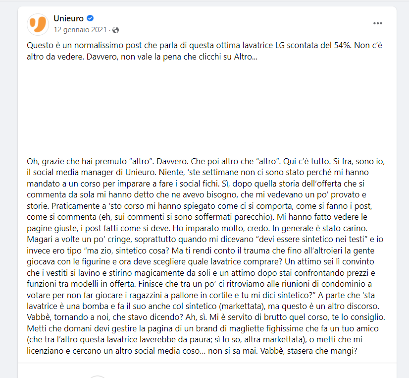 Unieuro caso social media manager