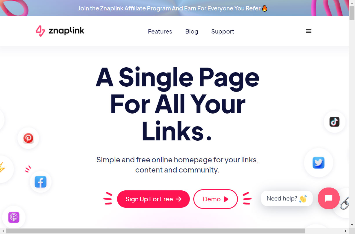 Screenshot di Znaplink - free tool per aggiungere link alla bio